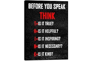Pyradecor Motivational "Think Before You Speak" Classroom Positive Quotes Inspirational Poster Canvas...