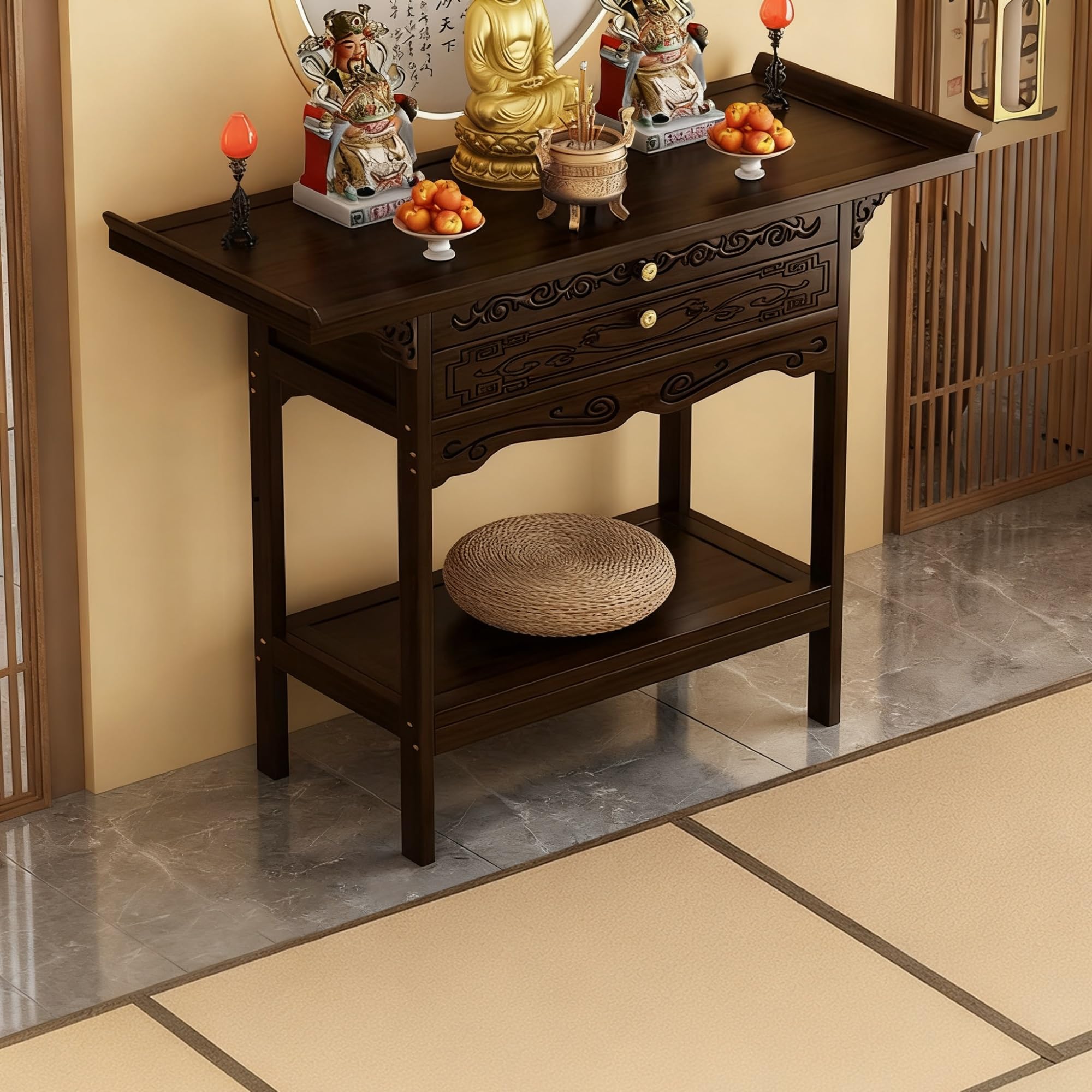 Mesa de altar personal para culto familiar y meditación doméstica