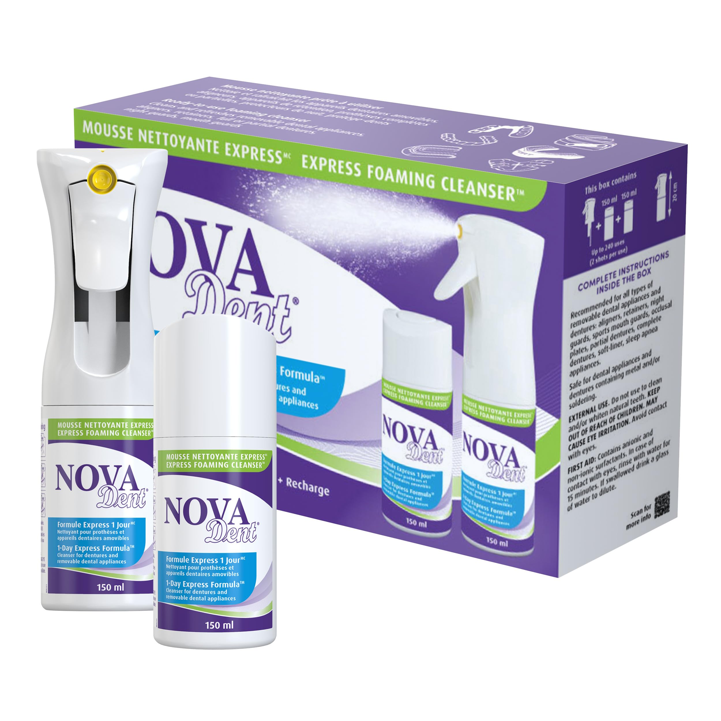 Novadent Express Foaming Cleanser – Denture Cleaner for Dental