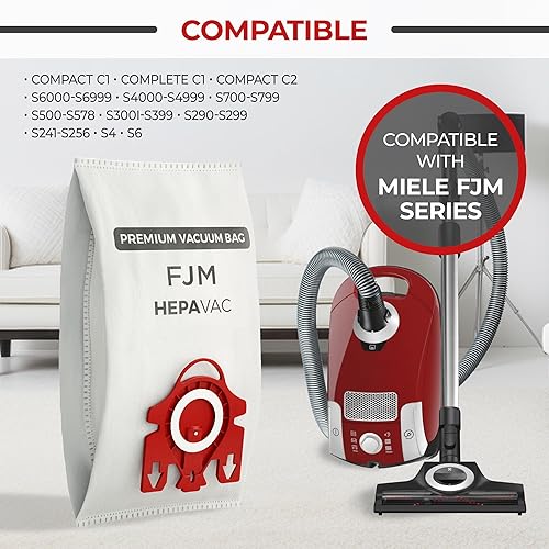 Miniatura 2 de FJM Bolsas para aspiradora Miele  Paquete de 20  Bolsas de polvo HEPA AirClean 3D  Se adapta a Compact C1, C2, Complete C1