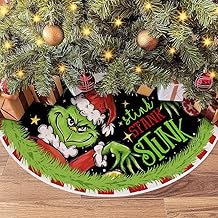 ALINK Merry Christmas Tree Skirt 48 Inches Green Tree Skirt Soft Plush Xmas Tree Skirt New Year Farmhouse Christmas Tree Decorations Christmas Tree Mat for Merry Christmas Party Supplies