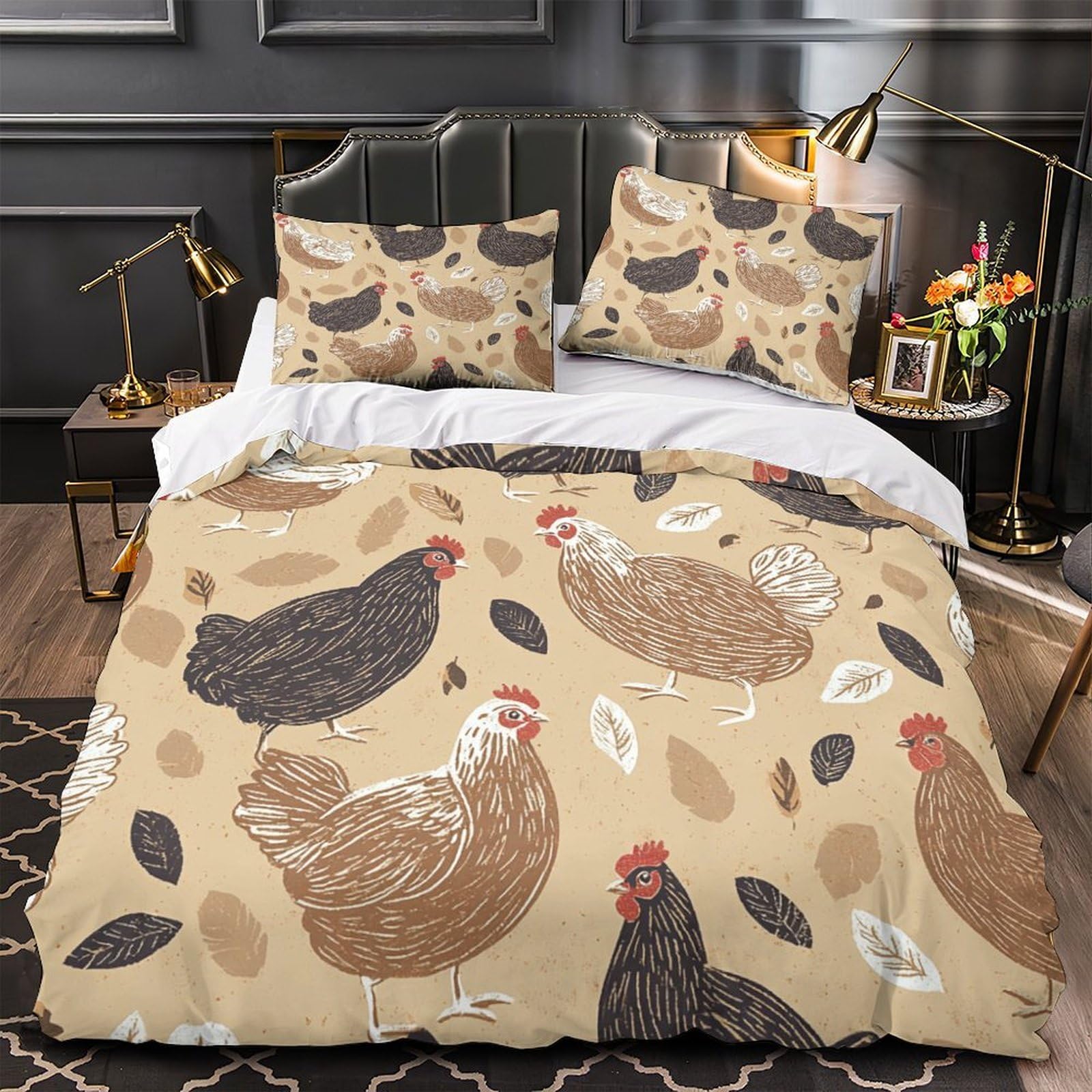 Housse de Couette Tortue et Échecs Parure de Lit Enfant et Adulte pour Chambre Moderne 200x200