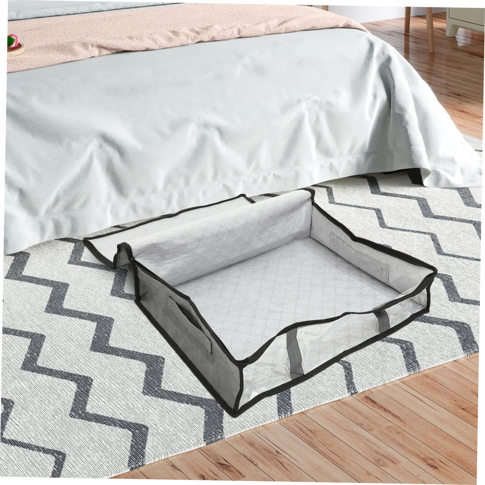 ERINGOGO Contenitore Sotto Letto Pieghevole in Non Organizer da Stoccaggio per Trapunte Coperte Vestiti Finestra Trasparente e Maniglie Ergonomiche