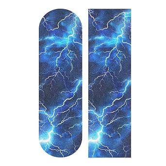 Bolaz Longboard Scooter Skateboard Grip Tape Sheet Deck Design Blue Electric Lightning Sandpaper Griptape Non Slip Tape Waterproof 44" x 10"