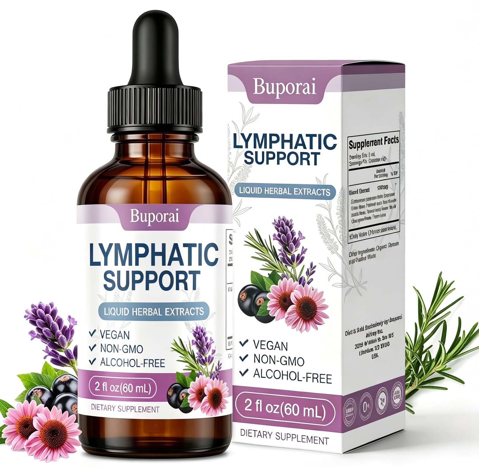 Lymphatic Support Drops Liquid –Lymph Drainage for Women & Men 2 fl oz 1