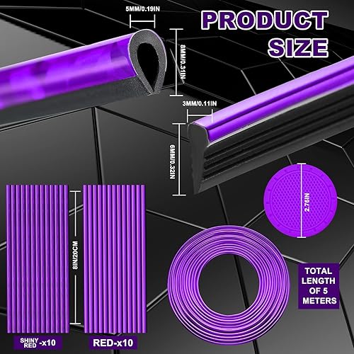 Miniatura 2 de Frienda Paquete de 25 accesorios para automóvil, 20 tiras de ajuste de ventilación de automóvil, tiras de inserción de relleno de 16 pies con