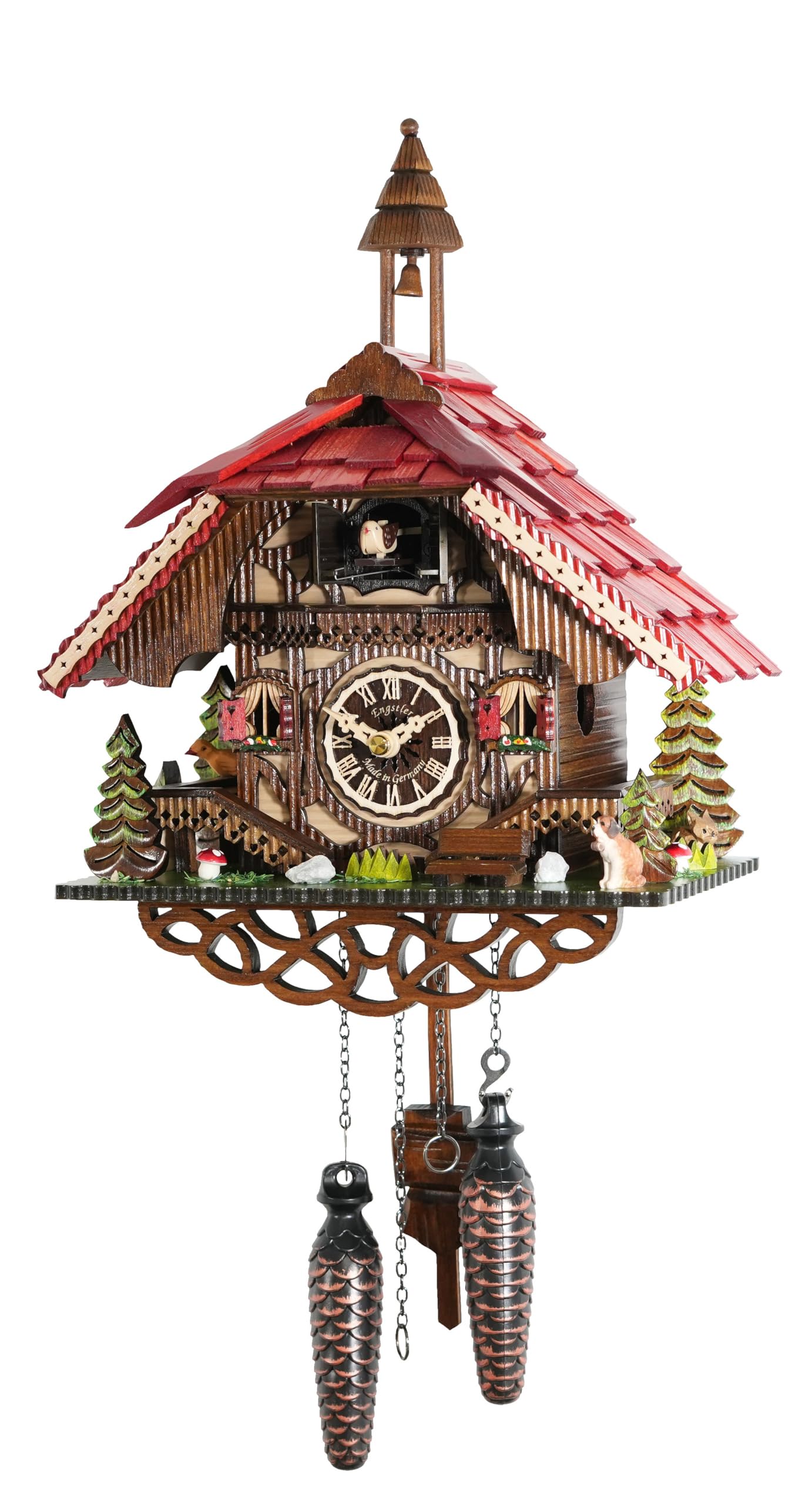 Horloge à coucou en quartz Engstler Forêt-Noire avec chien