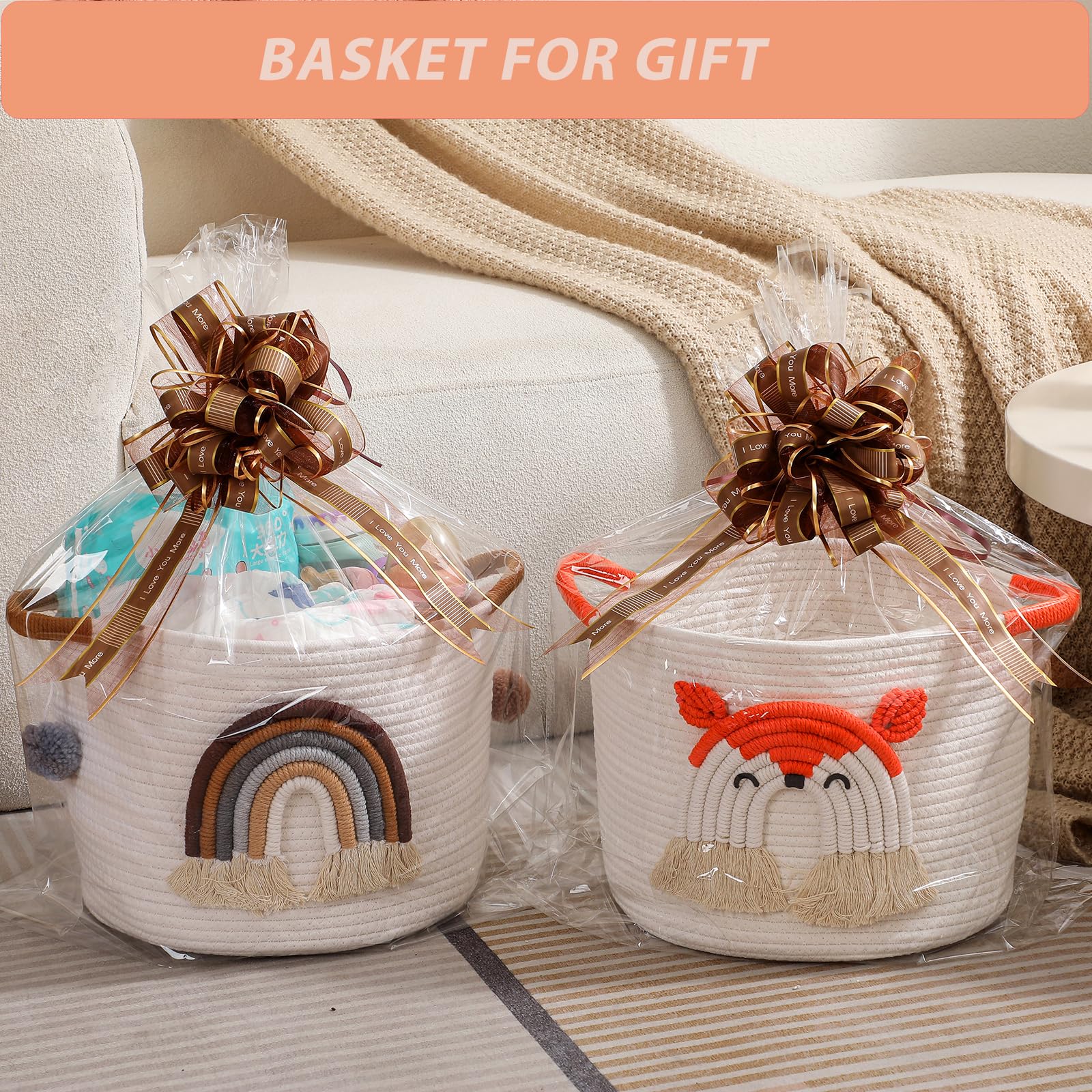 Panier De Rangement Bébé En Corde De Coton Tressé - Avec Poignées, Pliable - Pour Vêtements, Jouets, Cadeau Prénatal - 11