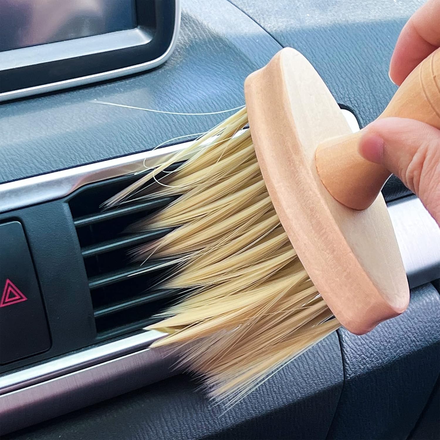 High Density Ultra Soft Detail Brush,Car Auto Interior Cleaning Brushes Duster,Wooden Handle Bristles Detailing Brush Dusting Tool for Automotive Dashboard,Air Conditioner Vents, Leather,Deep Cleaning Keyboard (1 pack) : Automotive