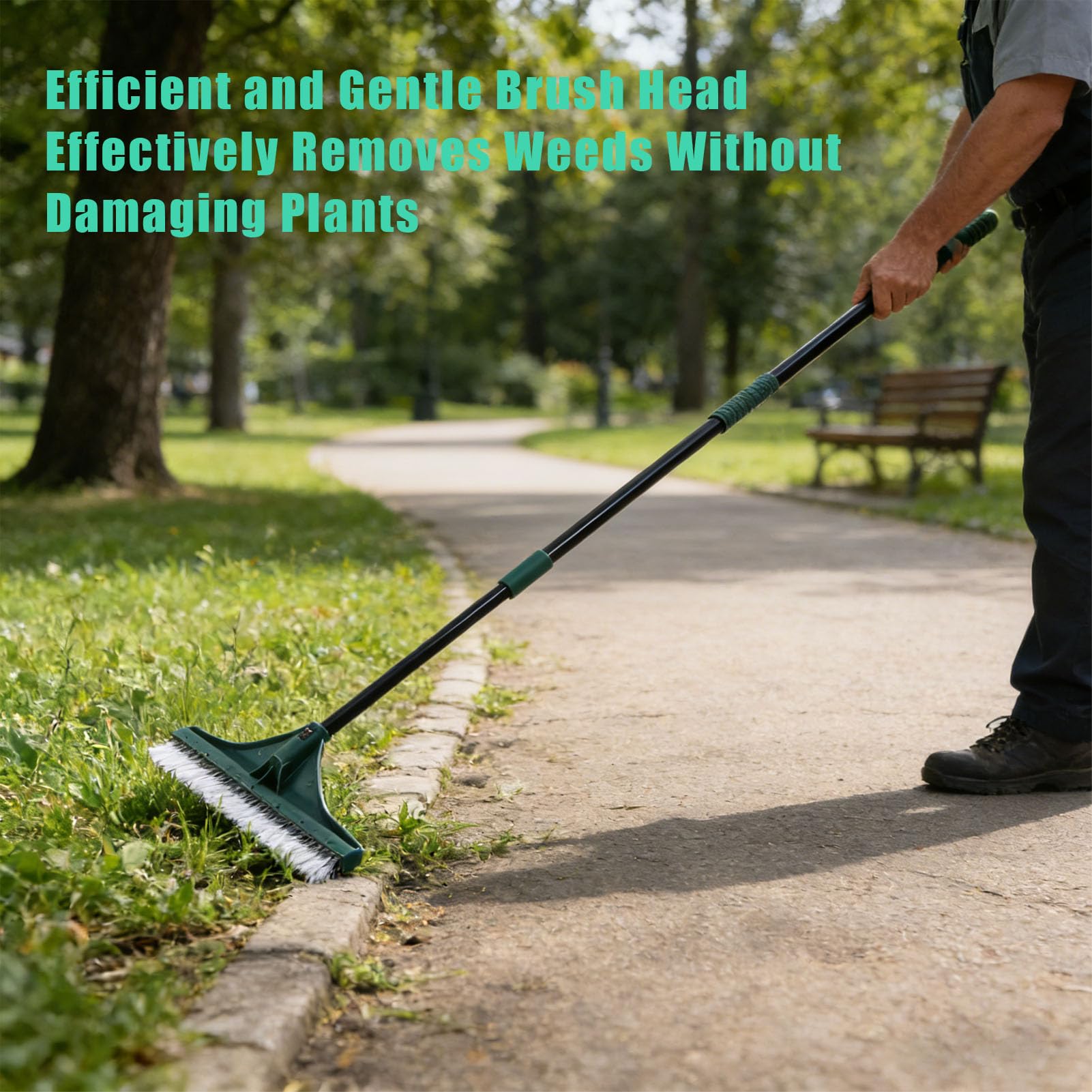 SIXRUN Rastrillo para Césped Artificial, Herramienta Ergonómica para Jardín, Cabezal de Cepillo Suave para Limpieza de Césped y Patio, de 3 Secciones