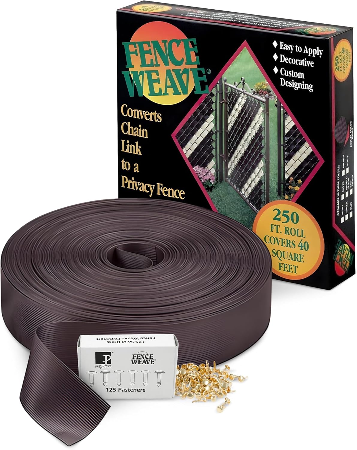 NMIFence - Pexco Fence Weave Privacy Slats for Chain Link Fence - Polyethylene, Easy DIY, Made in USA, Ideal for Backyard, Garden, Patio Privacy Fencing & Pool Enclosures (250 Ft Roll, Brown)