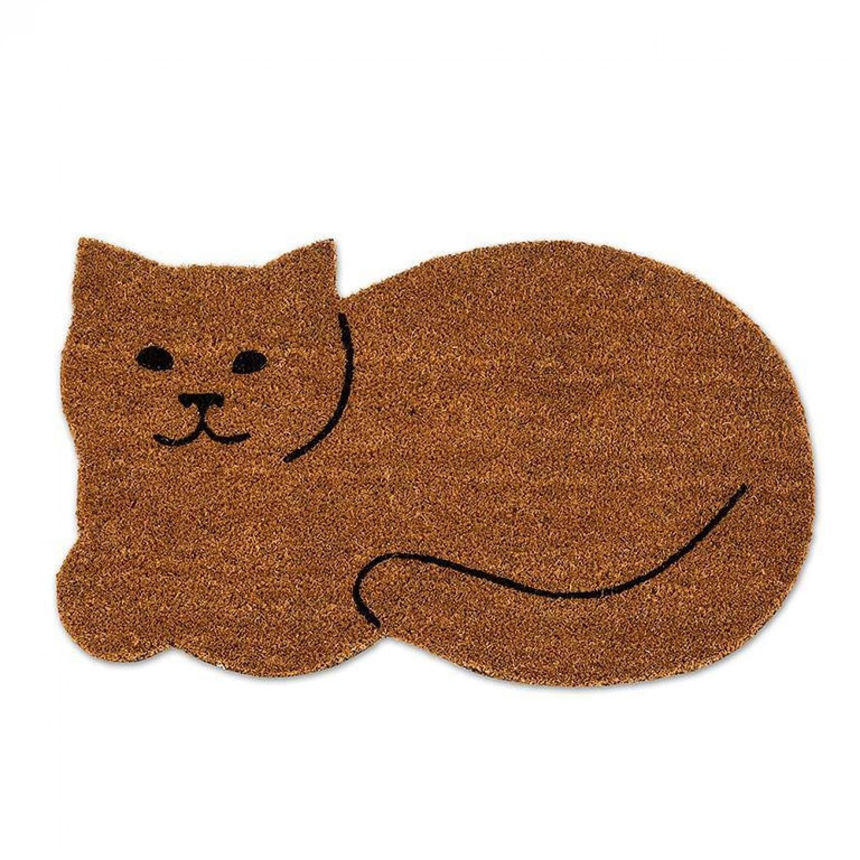 Abbott Collection Paillasson en Forme de Chat Naturel 18 x 30 cm