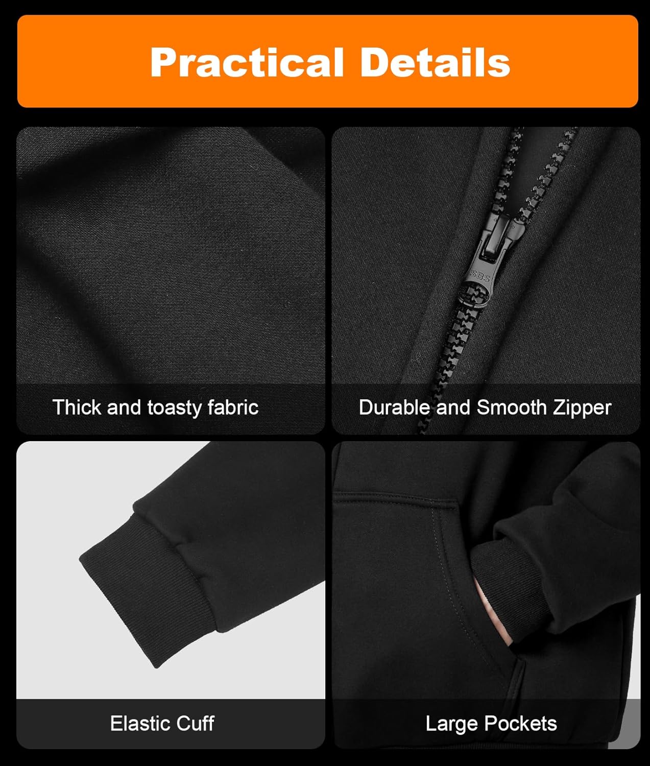 Heated Hoodie for Women Men with 7.4V 16000mAh Battery Pack Heated Sweater Zip-up Hooded Heated Sweatshirt - Image 6