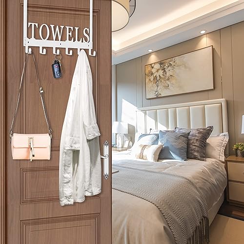 Miniatura 10 de Toallero de ganchos para colgar sobre la puerta para bañodormitoriococinapiscina para colgar toallas de playabatas de baño para armariodespensa