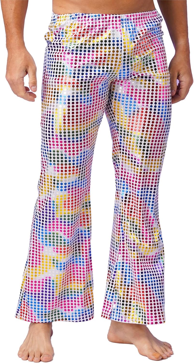 Men's Glitter Modern Hip Hop Jazz Street Latin Dance Flare Pants Bell Bottom Club Trousers