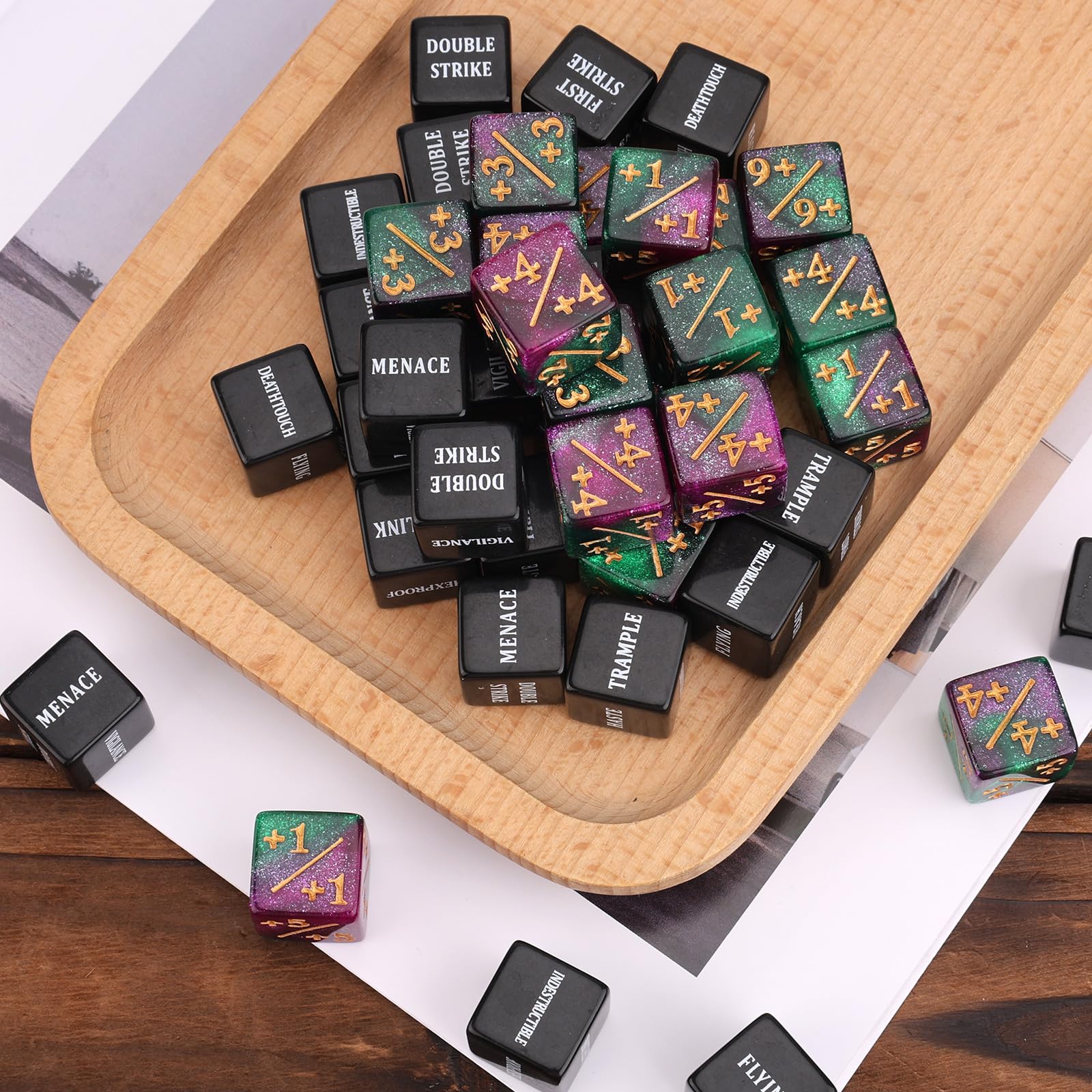 Set De Dés Jdr Jetons De Compteur Dés 48 Pièces - D6 Acrylique - Noir Et Blanc - Pour MTG, Jeux De Cartes - Avec Sac De Rangement Compteurs Parties Jeux