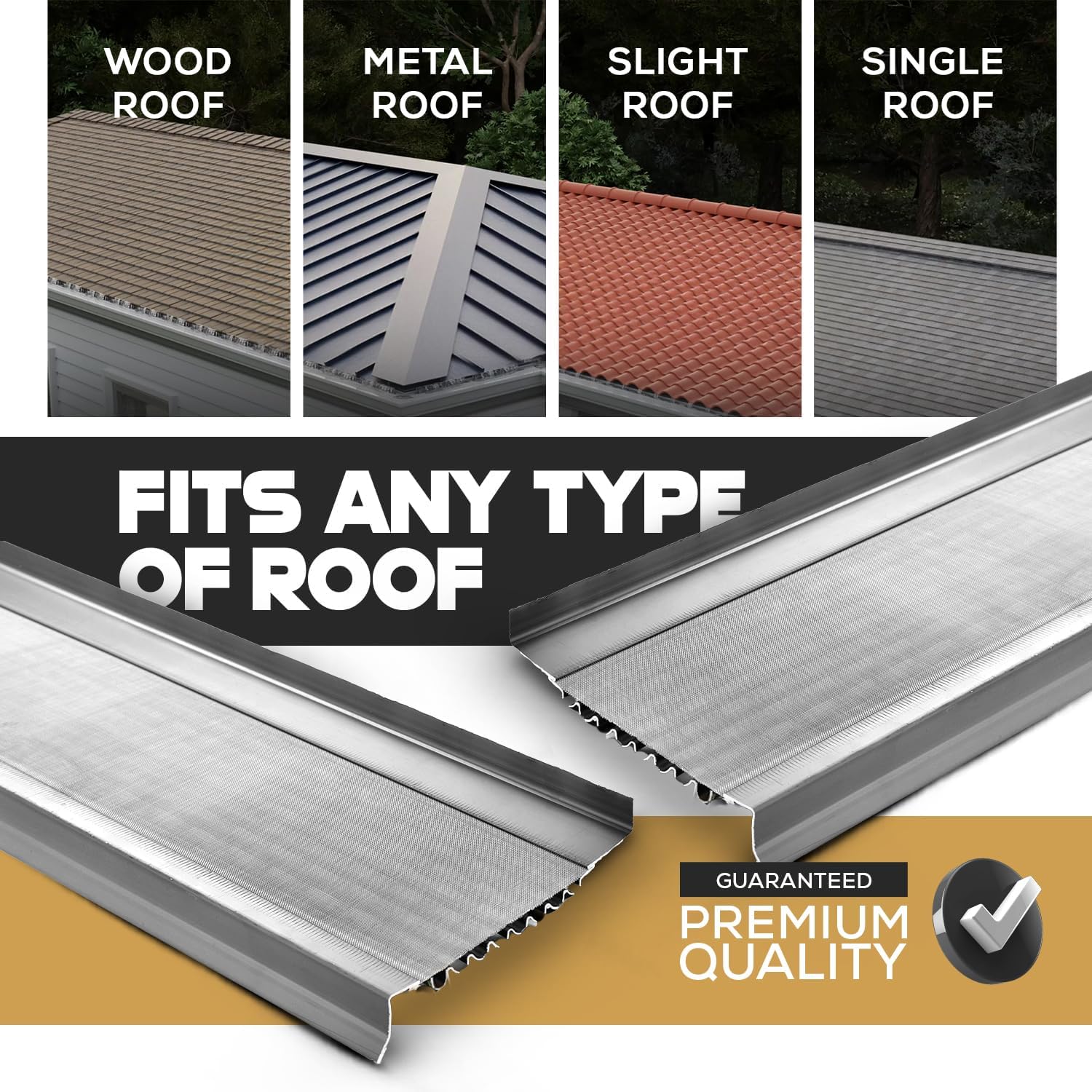 Micromesh 5” Gutter Guards Leaf Protection, A Contractor-Grade Gutter Guard from Manufacturer, Domestic Aluminum, Stainless Steel Mesh Gutter Covers 5 Inch (100 Feet, High-Gloss White)