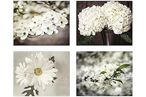 Shabby Chic Botanical Prints - Set of Four Charming 5x7" Unframed Pictures