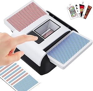Automatic Card Shuffler - One-Press AUTO & Manual Mode, Electric Shuffling Machine for 1-2 Decks, Low Noise, Rechargeable & Portable Shuffler Machine for Poker, UNO, Blackjack, Skip-Bo, Phase 10