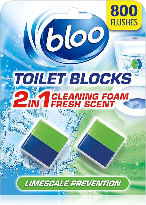 New Bloo Toilet Blocks, Pack of 2, Toilet Limescale Remover Cistern Block, Toilet Cleaner Block