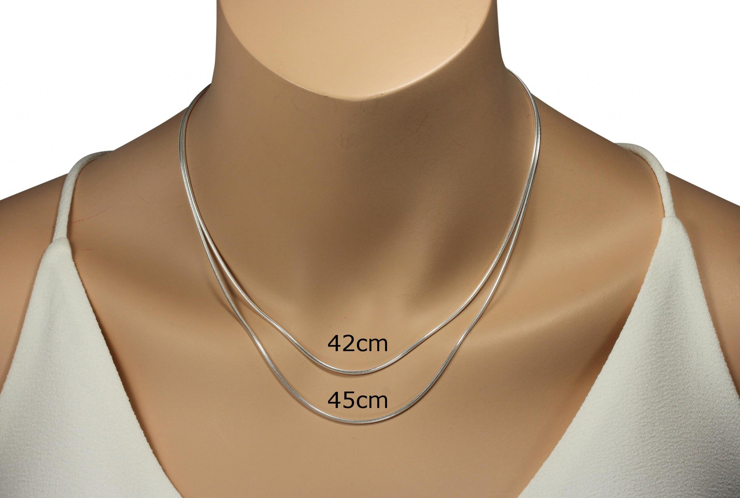 SILBERMOOS Klasyczny łańcuszek typu żmijka, 1,4 mm, wysokiej jakości łańcuszek z Włoch, srebro wysokiej próby 925, 42, 45, 50, 60 cm, Srebro szterlingowe, Bez kamieni szlachetnych
