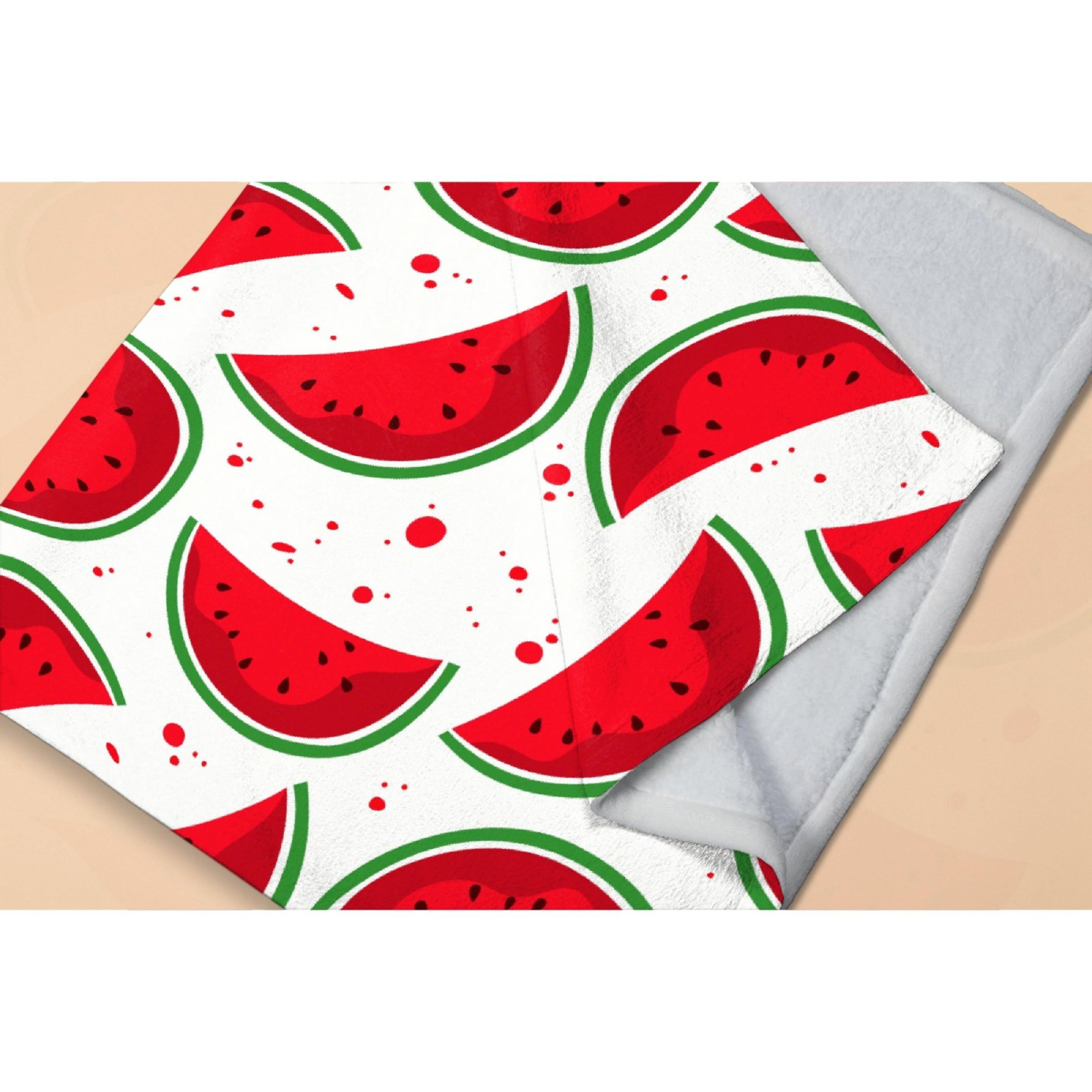 Watermelon Themed Fleece Throw Blanket, 60" X 50" | Super Soft Flannel Blanket For Couch, Bed, Gift