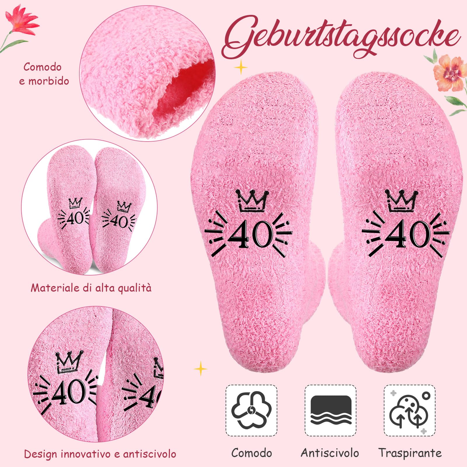 Jadive Regalo 40 Anni Donna Compreso Borsa Cosmetica per Donna Calzini e Portachiavi Ideale Come Regalo Di Compleanno Per Moglie, Sorella O Amica, Celebrare 40 Anni Di Compleanno Donna(1986)