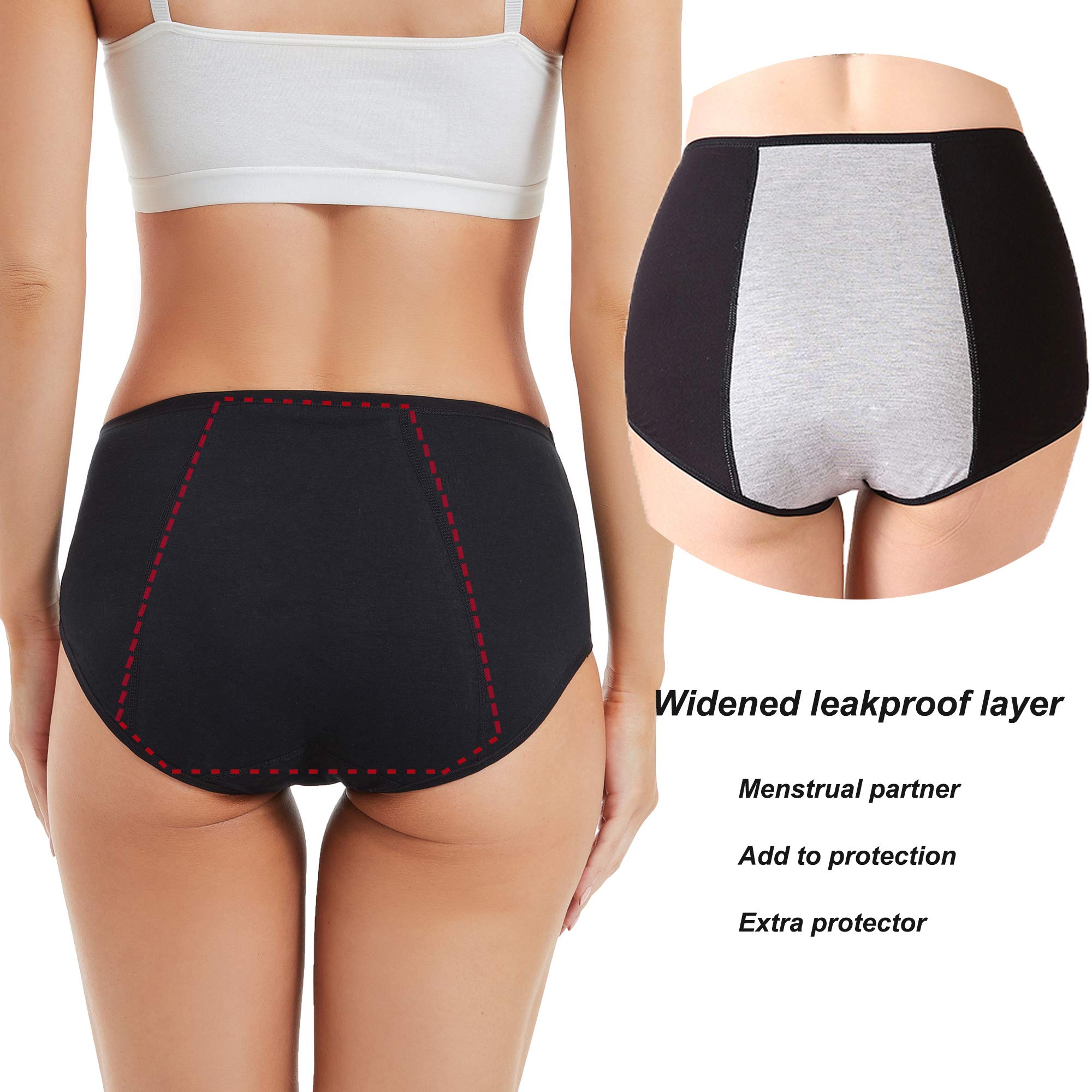 HATSURE Bielizna menstruacyjna dla kobiet, szczelne bawełniane majtki menstruacyjne na noc (wielopak)