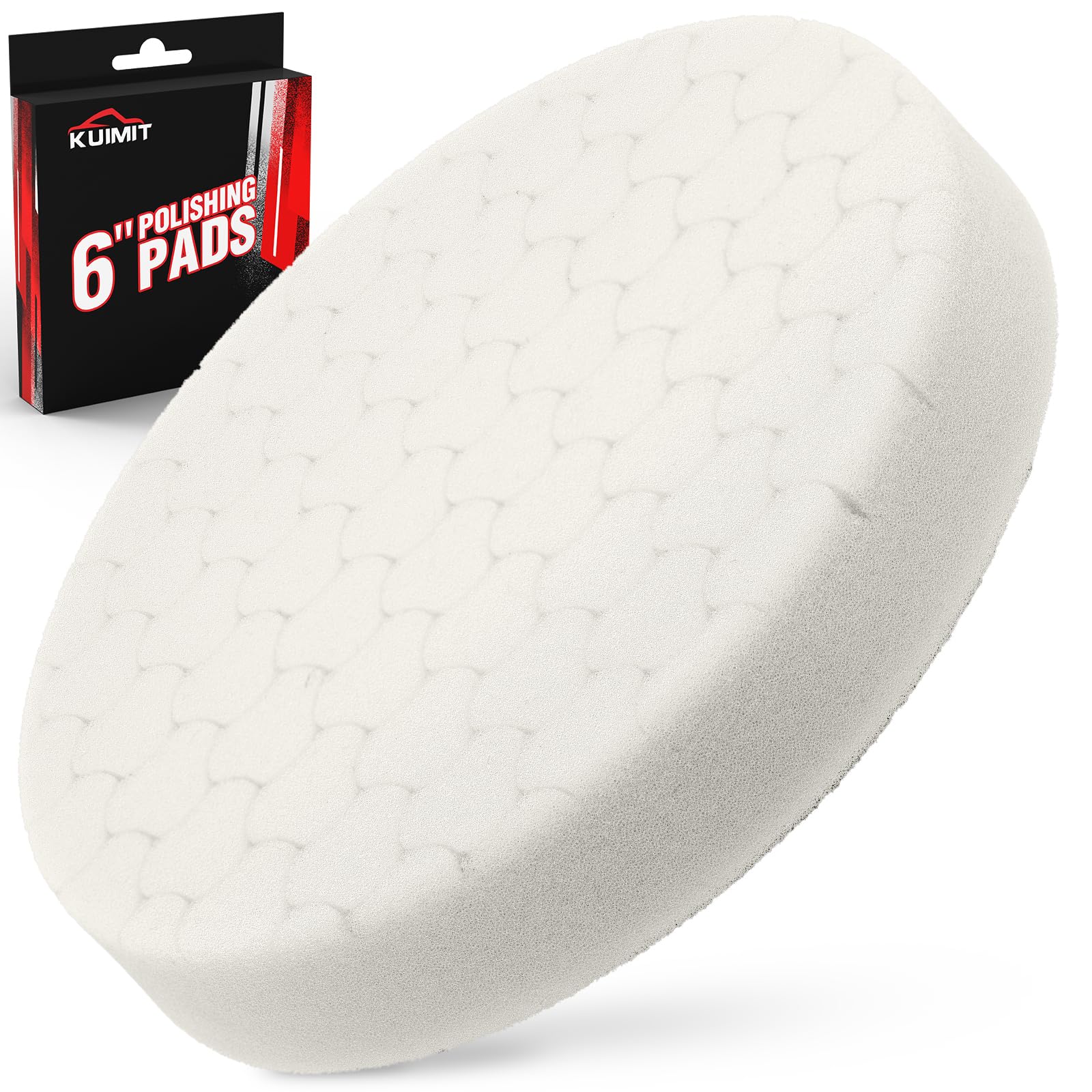 White Polish Pad, Buffing Polishing Pads, 1Pc 6.5 Inch Face for 6 Inch 150mm Backing Plate Compound Buffing Sponge Pads for Car Buffer Polisher Compounding, Polishing and Waxing