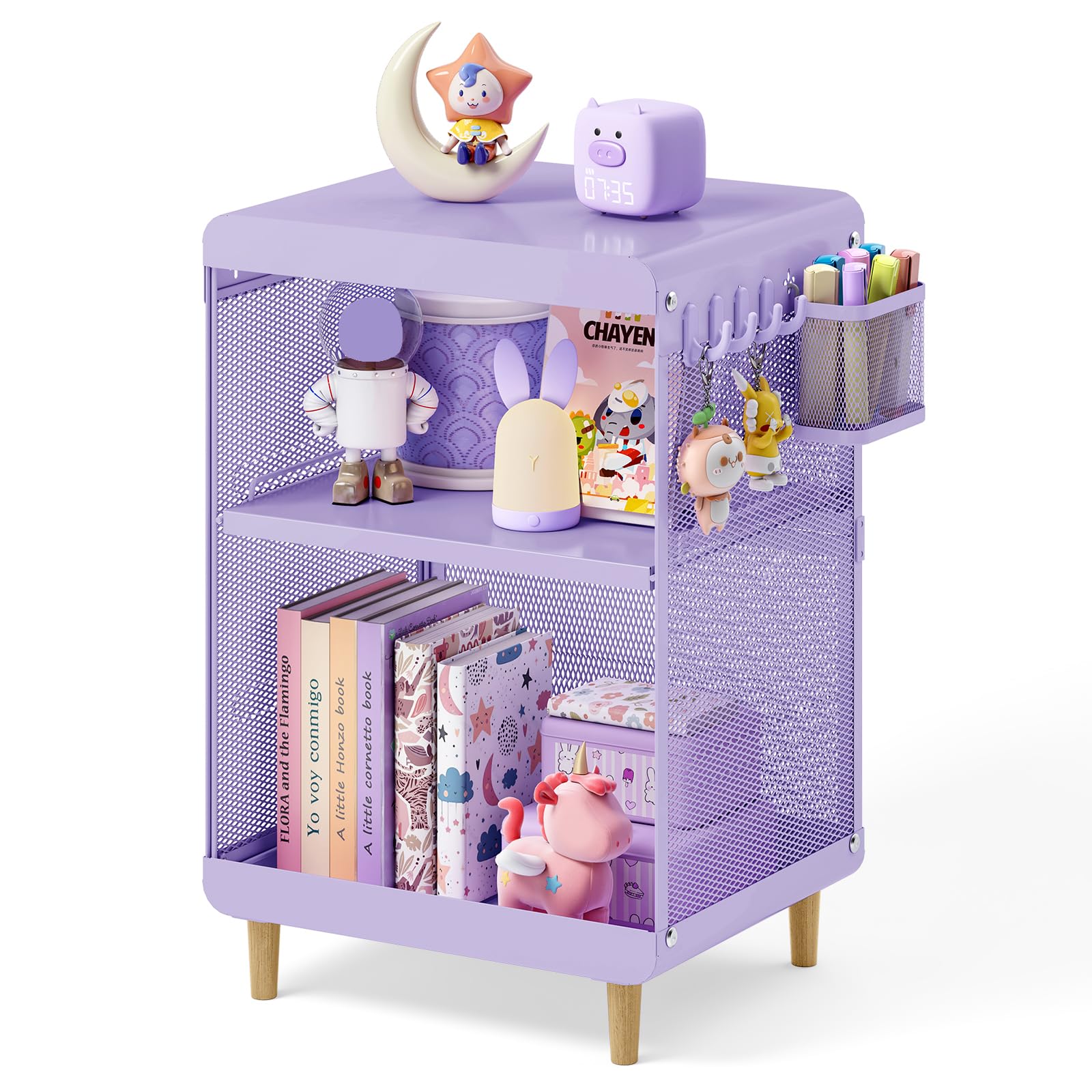 nina　CarTuned7台セット SYKIARIOL Kids Nightstand for Girls, Metal Bedside Table with 4