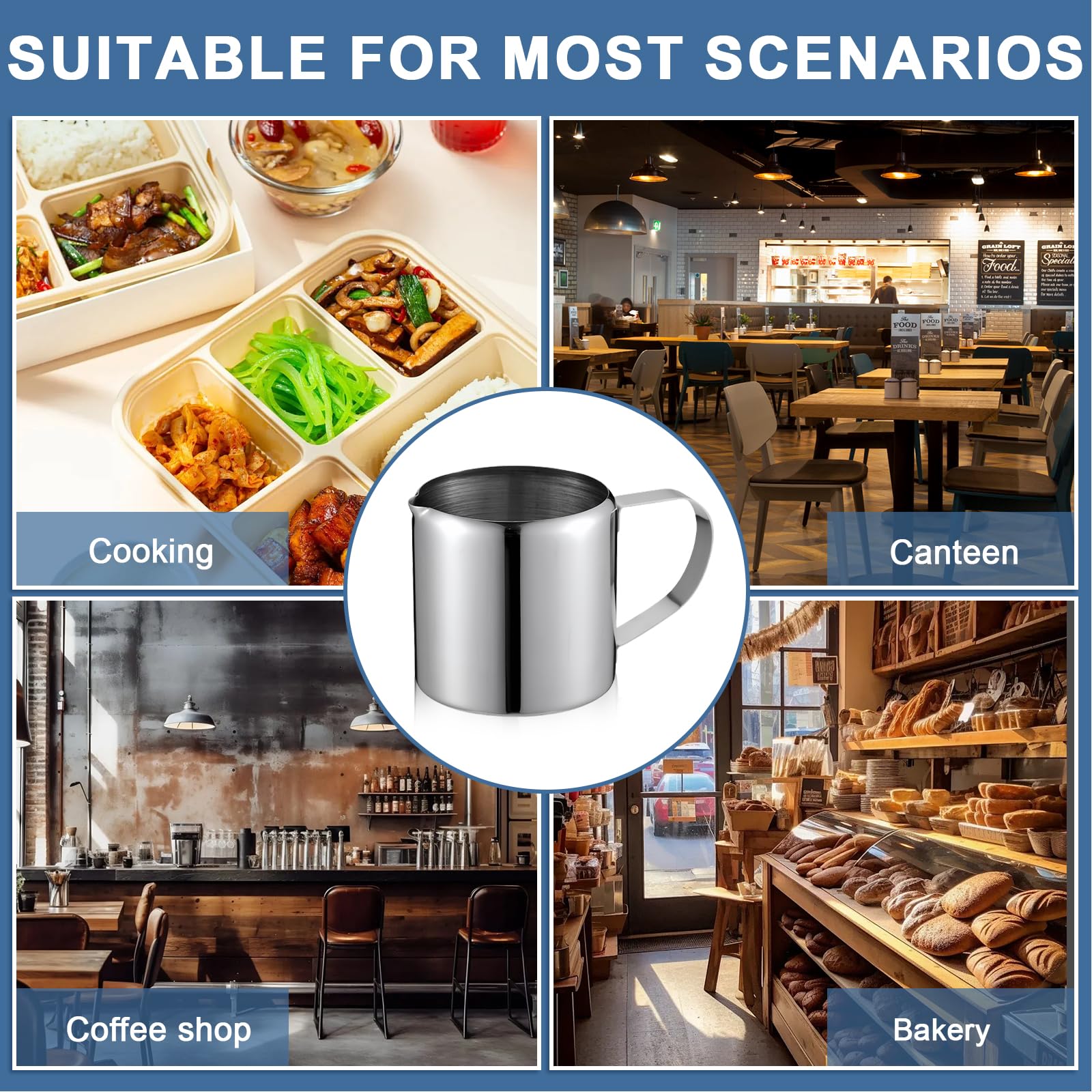 Set 6 Bricchi Latte Acciaio Inox 90 Ml - Piccoli Lattiere Per Caffè, Cappuccino E Schiuma Latte - Ideali Per Bar E Casa - Foto 9