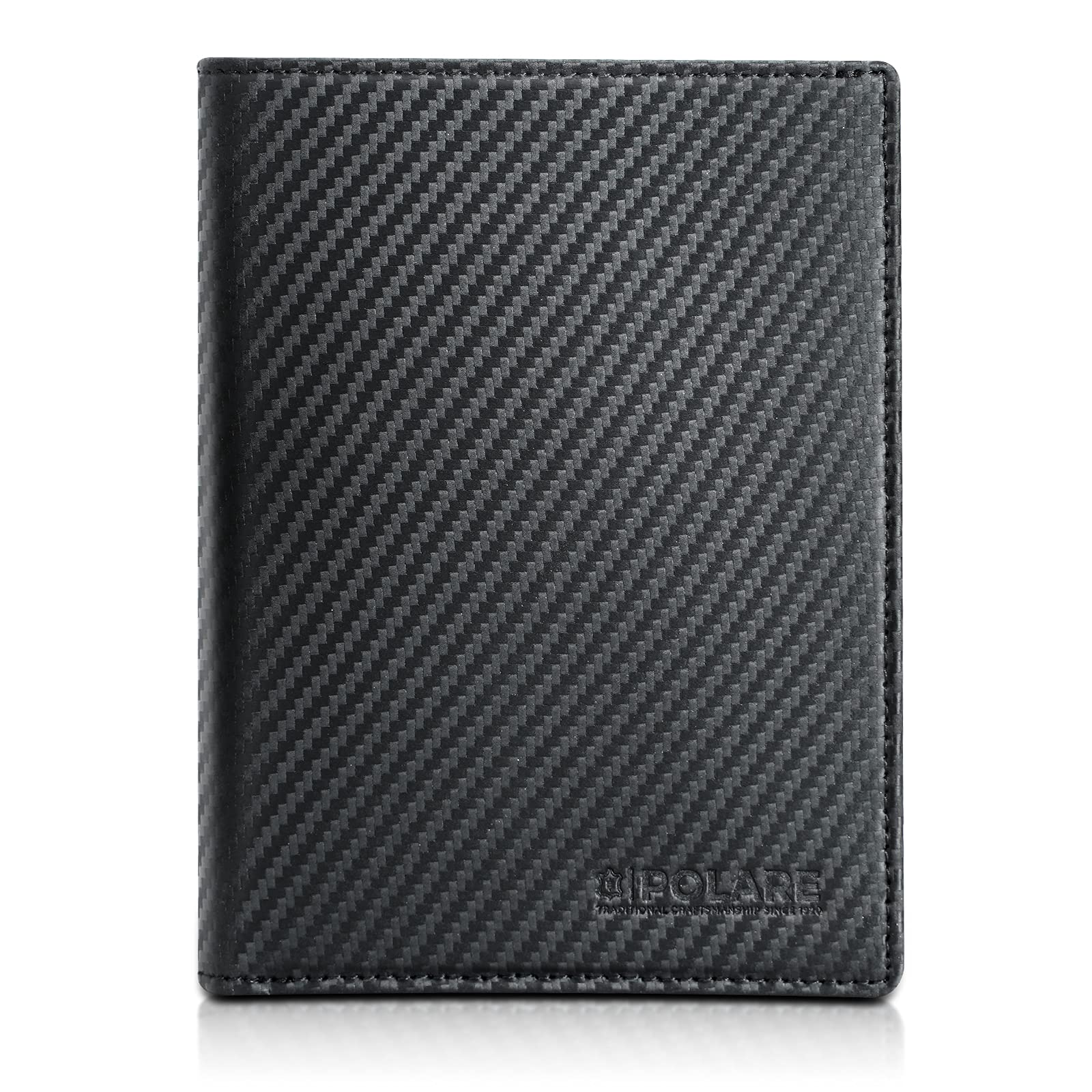 Polare Luxury RFID Blocking Leather Passport Holder Travel Wallet For Men and Women (Carbon Black)