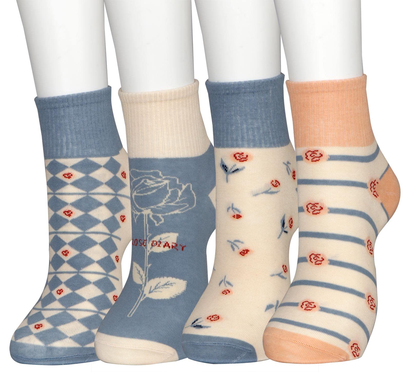 AFADER Women's Colorful Cute Flower Crew Socks for Girl Fashion Fun Casual Socks Size 6-10