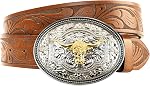 Western Cowboy Horse Ceinture de ceinture pour hommes Femmes Cowgirl Floral gravé Ceintures en cuir embossé pour Jeans