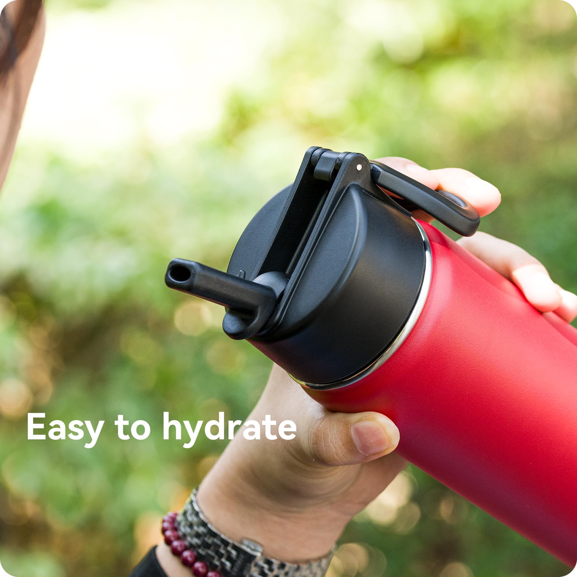 Trinkhalm-Deckel für Hydroflask Weithals-Trinkflasche, 340 - 1,8 l, Ersatzdeckel mit Strohhalm für 5,7 cm Weithalsflaschen, Wasserflaschenzubehör (2 Stück)