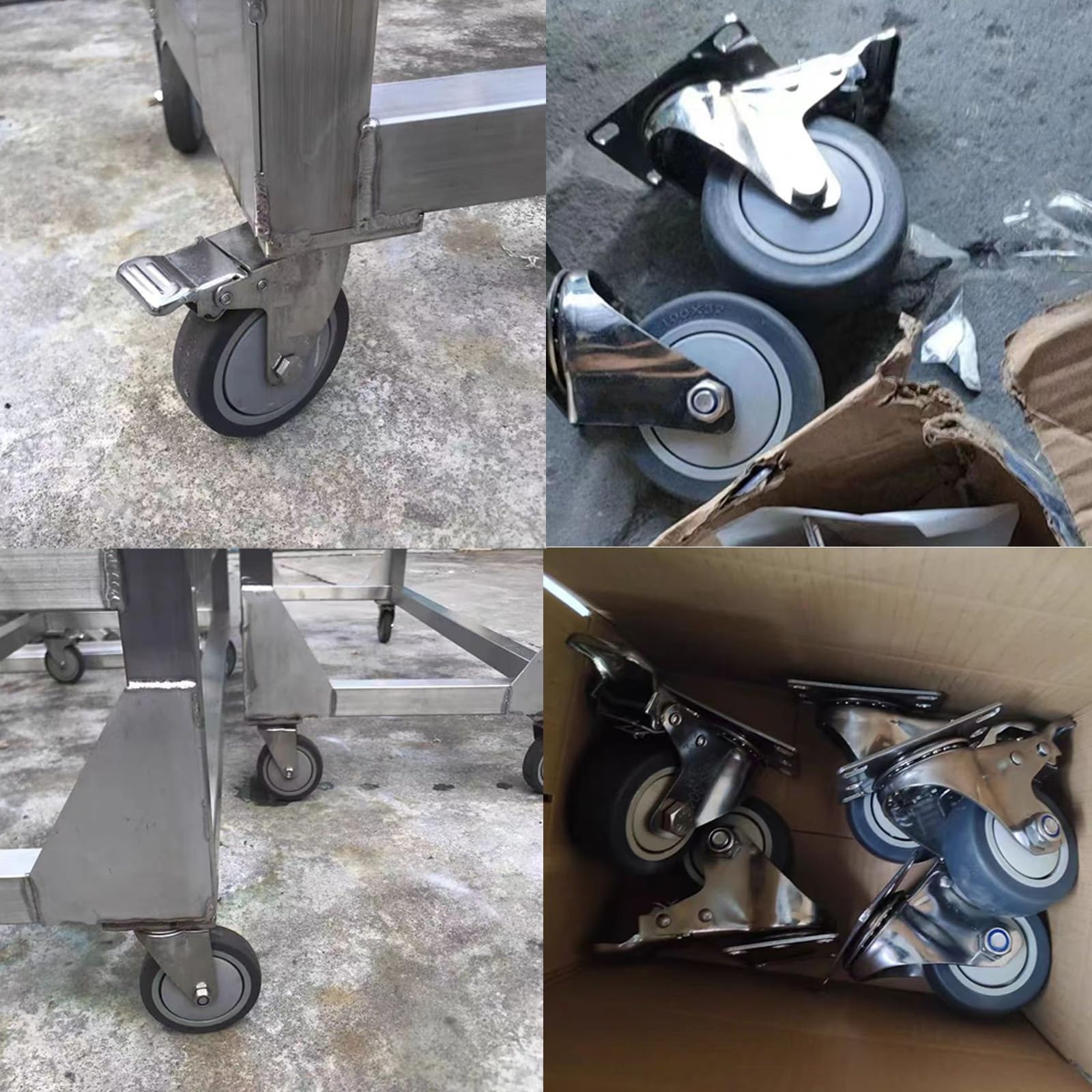 4 Ruote per Il Trasporto con Freno, Pivottanti per Mobili In Gomma Piccola, Ruota Girevole con Perno Filettato, per Veicoli per La Movimentazione Dei Materiali (Color : 4 caster (with brake), Size :
