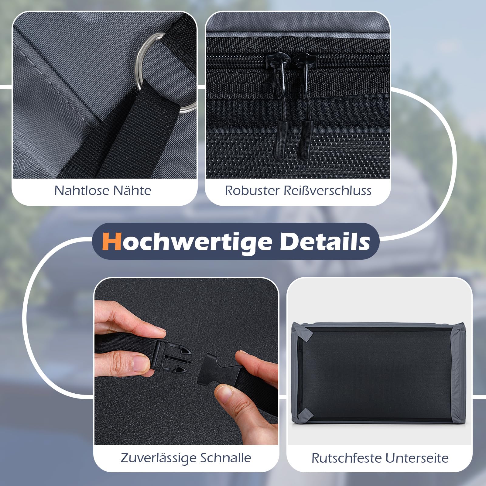 COSTWAY 400L Dachbox Auto, Dachkoffer mit Gurten & Tragetasche, Dachtasche aus Leinenstoff, Gepäcktasche, Gepäckbox, Dachgepäckträger Tasche für Autos, SUV (Grau)