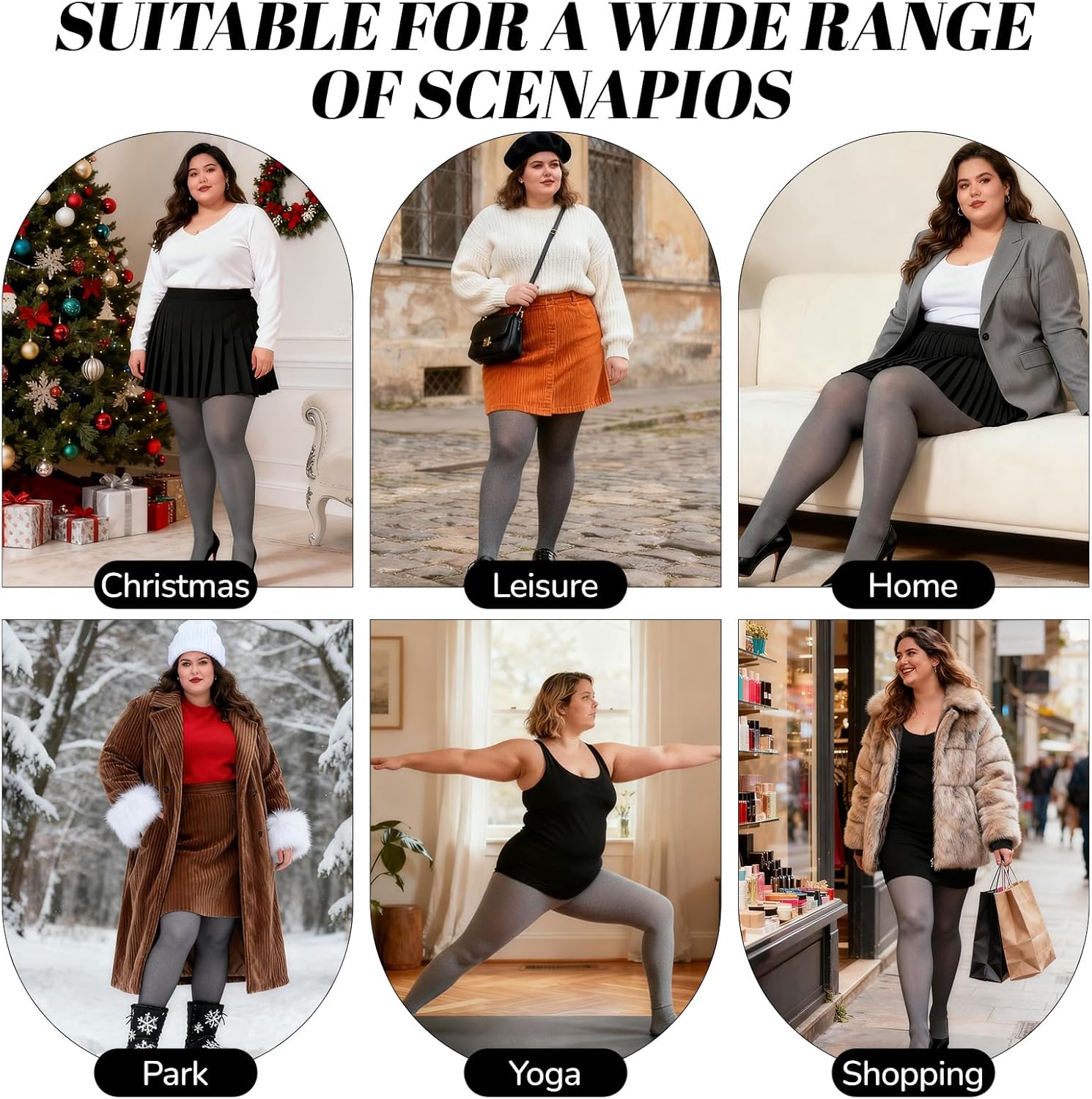 Plus Size Fleece Lined Tights, Women Thick Thermal Legging Winter Fake Translucent High Waisted Pantyhose - Image 3