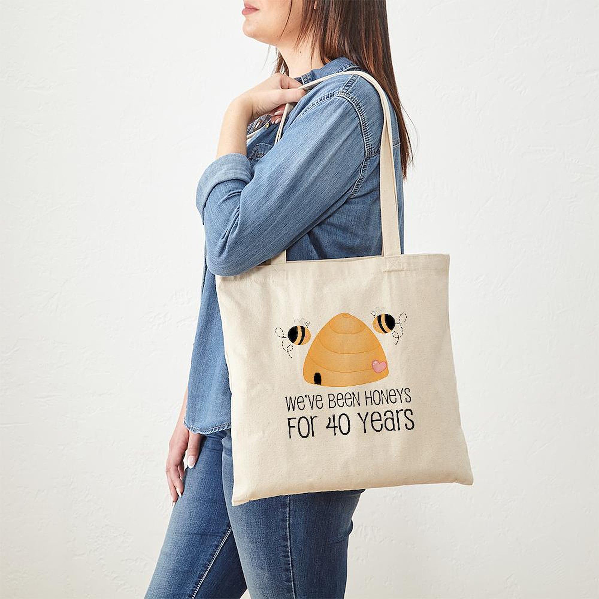CafePress Honey Natural Canvas Tote Bag - Reusable Shopping Bag With Reinforced Handles, Two Sizes - View #9