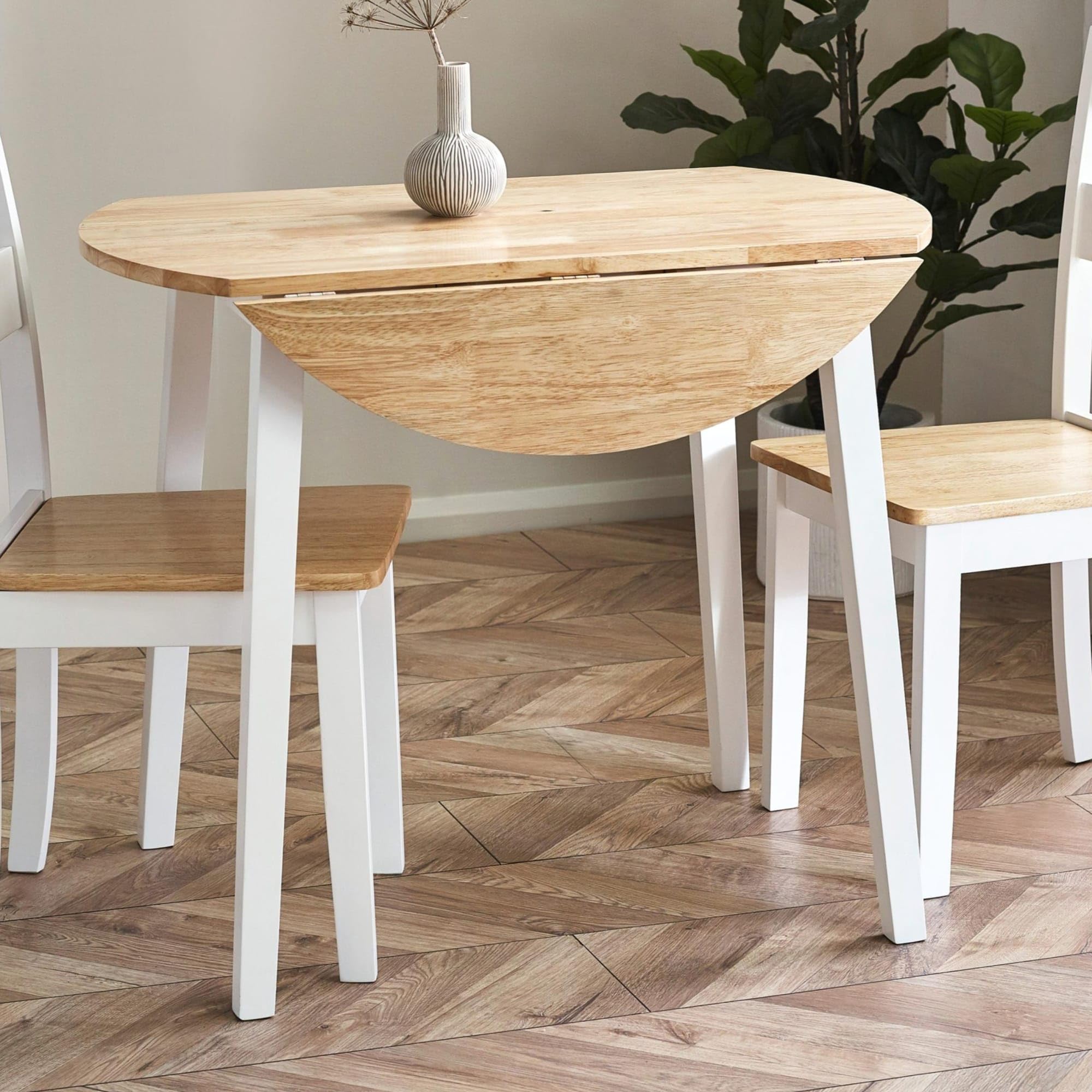 Julian Bowen Linwood Round Drop Leaf Table - Natural Top