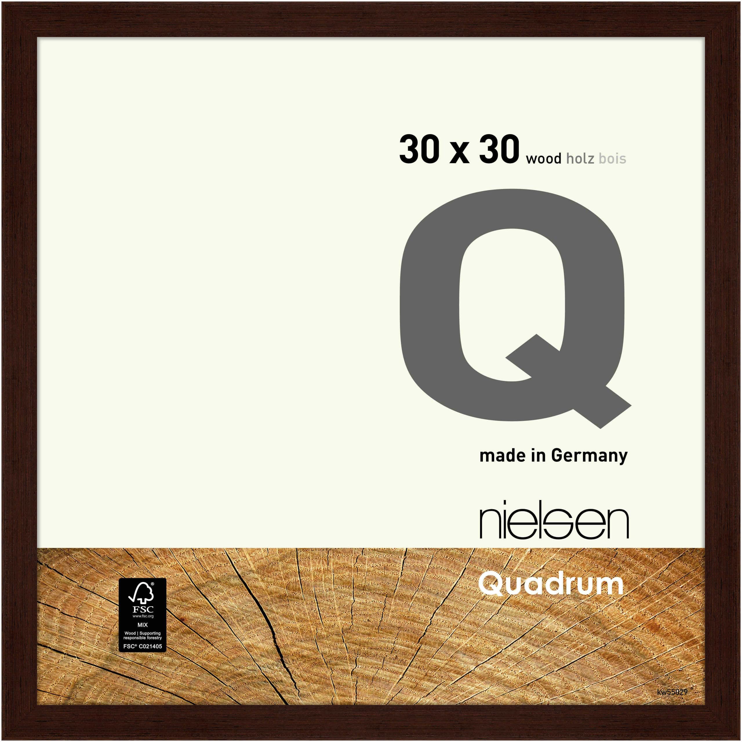 Nielsen Wenge Quadrum Wooden Picture Frame - 30X30cm - With Float Glass And Easy Push-Turn Clips - For Photos And Art