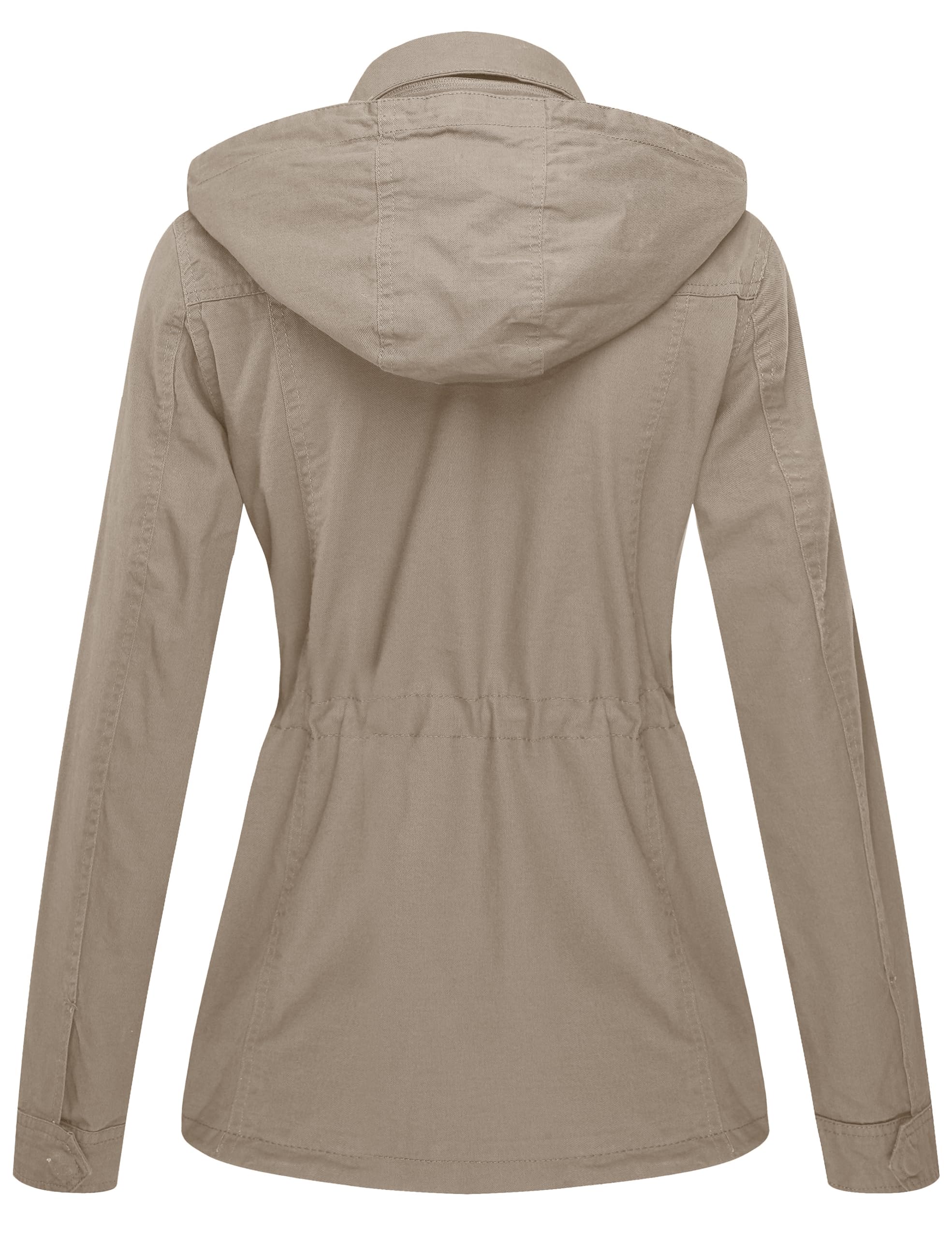 WenVen Giacca da Donna Cotone Militare Caldo Giubbotto Slim Fit Casual con Zip Antivento Cappotto Leggera Giacchetta Carga Classica Parka Montagna