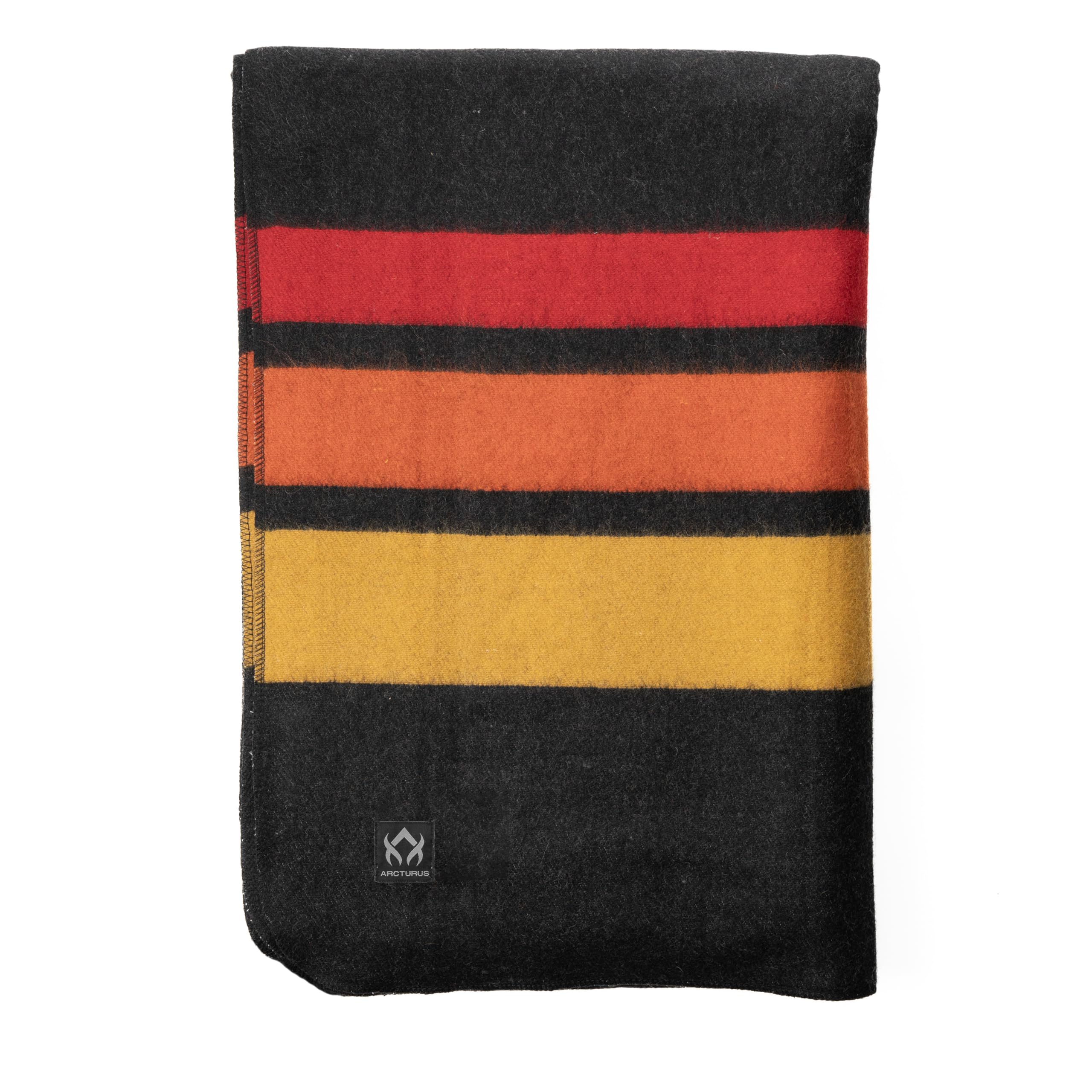 Arcturus Rainier Wool Throw Blanket – 50"x60" Throw for Sofa or Bed – Classic Heritage Striped Design – Perfect for Cozy Home Decor &amp; Outdoor Fire Pits (Sunset Peak)