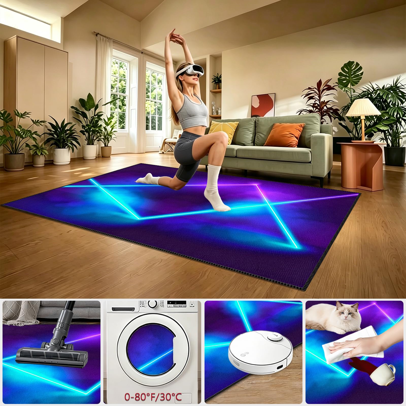Tappetino per Sedia da Gaming per Parquet e Pavimenti Duri Tappeto per Sedia Gaming Tappeto Ufficio Salvapavimento Antiscivolo Tappeto per Sedia con Ruote Tappeto per Area di gioco 120 x 150cm