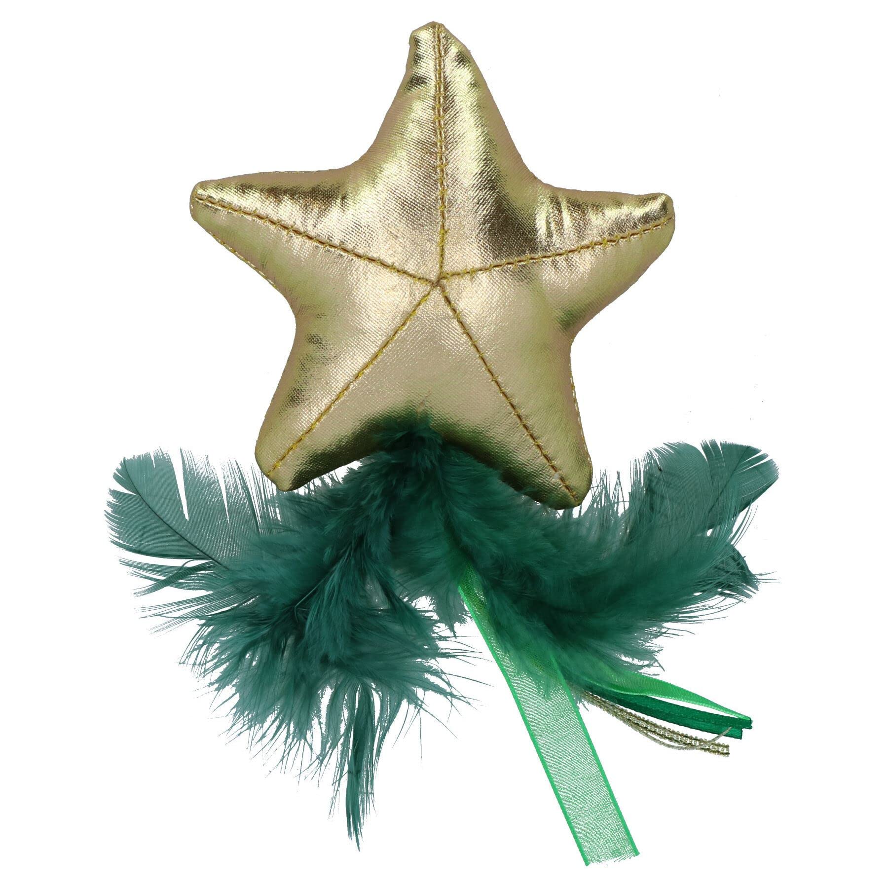 AB TOOLS Cat Kitten Christmas Magical Forest Gold Star Cat Toy Festive Feline Play Toy