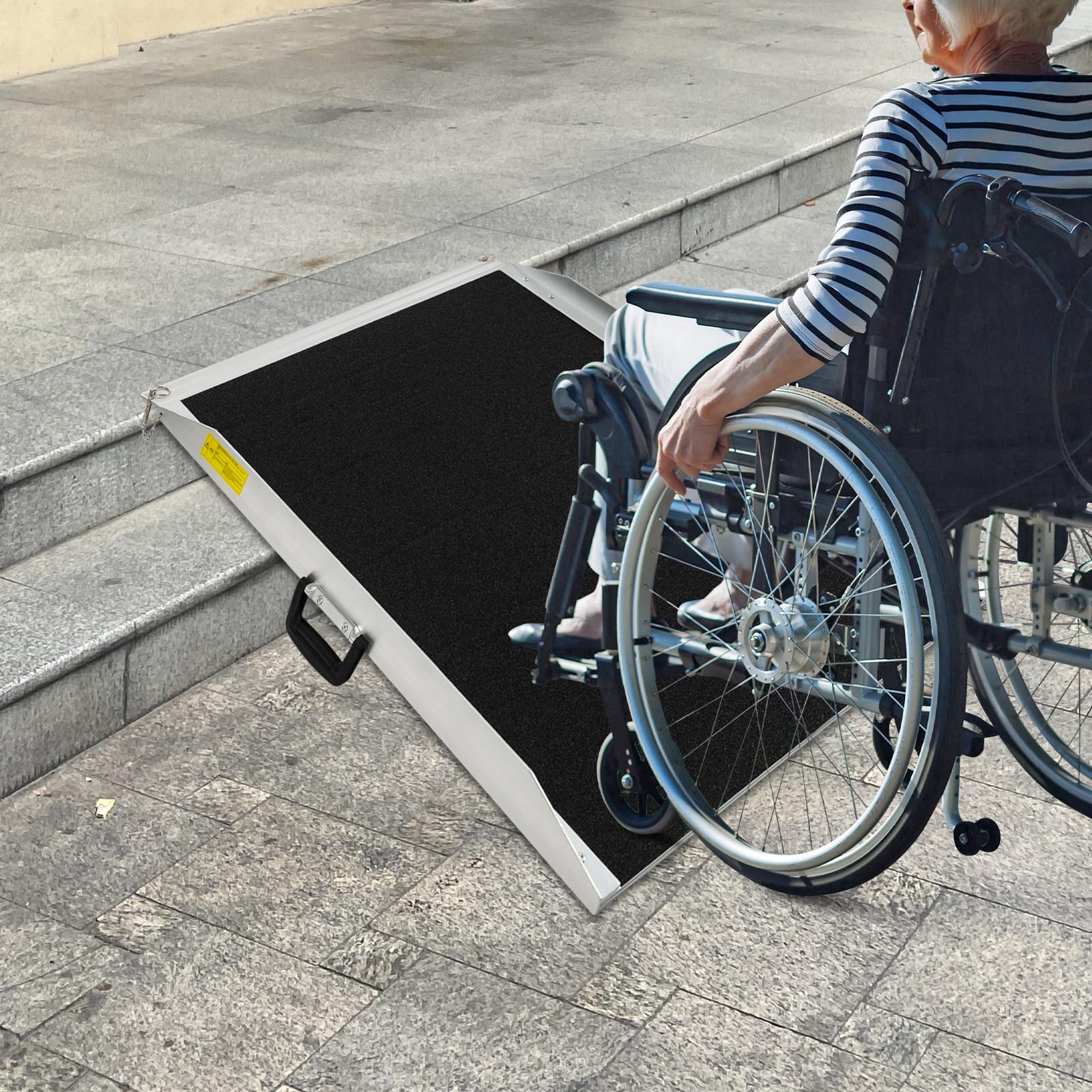 Rampa dla wózków inwalidzkich do schodów, rampy do wózków inwalidzkich, przenośna rampa do wózków inwalidzkich, 91,5 x 73 x 5 cm, do kroków o wysokości użytkowej 8,66 cala lub mniejszej