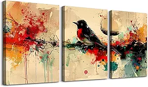 DZRWUBHS Boho Canvas Wall Art - Large Abstract Animal Wall Pictures for Living Room, Bedroom & Office - Ready To Hang, 3 Pieces