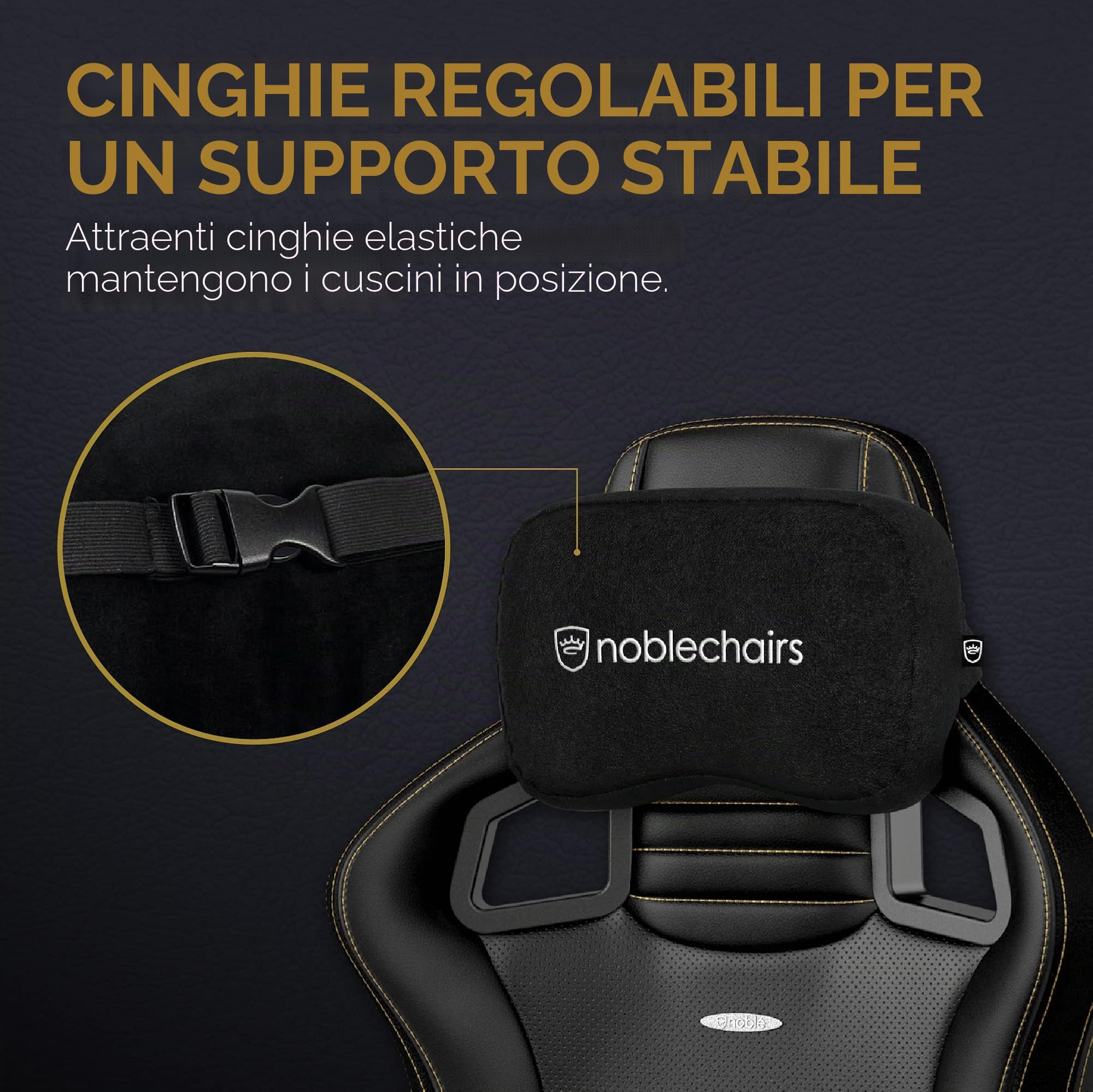 noblechairs Cuscino per Supporto Lombare, Set di Cuscini per Sedia da Gioco, Nero/Bianco
