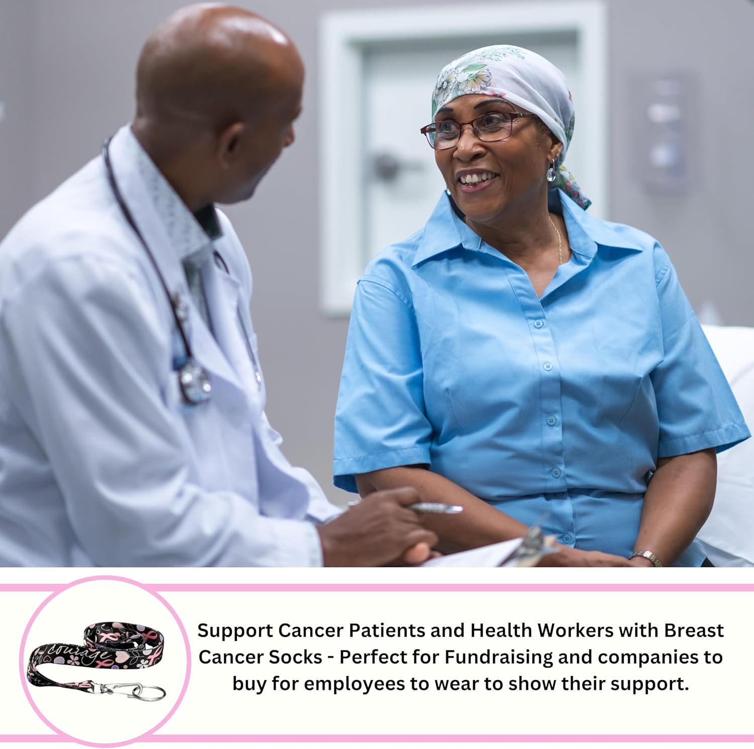 Breast Cancer Awareness Lanyards - Pink Ribbon Lanyards - Badge Holders/Keychains for Fundraising