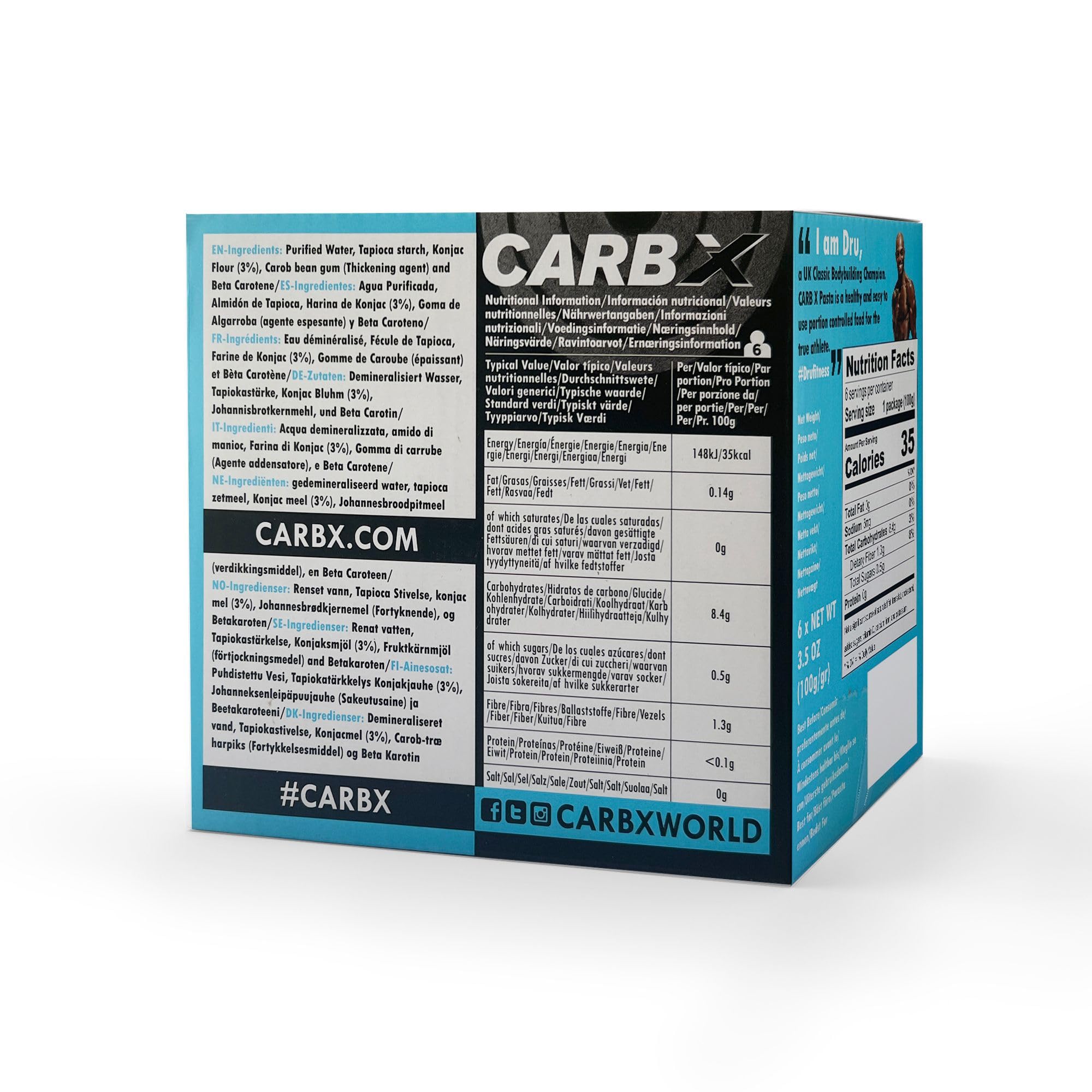 Carbx - Espaguetis Shirataki - Pasta Konjac - 600 g - 6 Raciones de Pasta Konjac - Ideal para Dietas Keto y Low Carb - Bajo en Calorías y Sin Azúcar